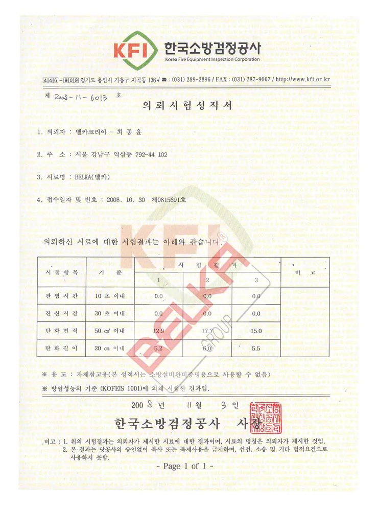 belka kfi fire resistance test