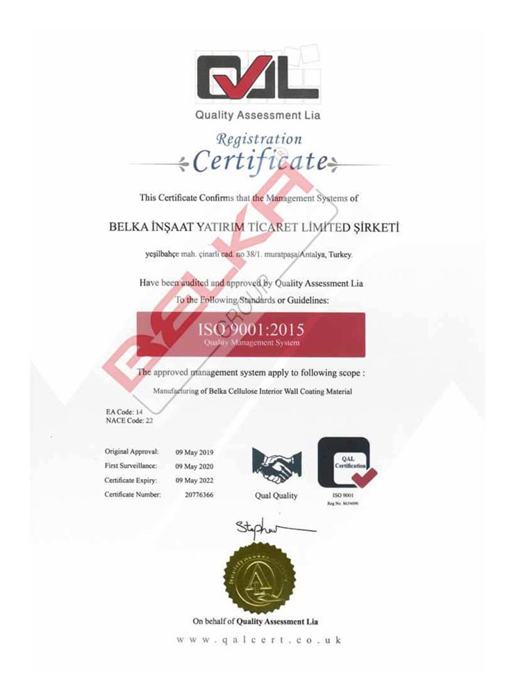 belka qalcert iso 9001 qms certificate
