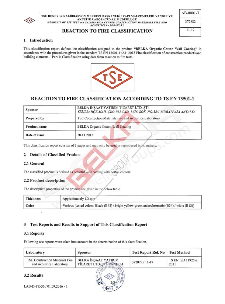 belka tse fire resistance certificate